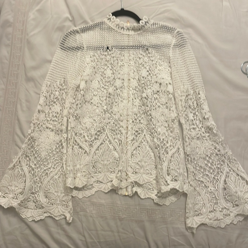 Lace bell-sleeve blouse